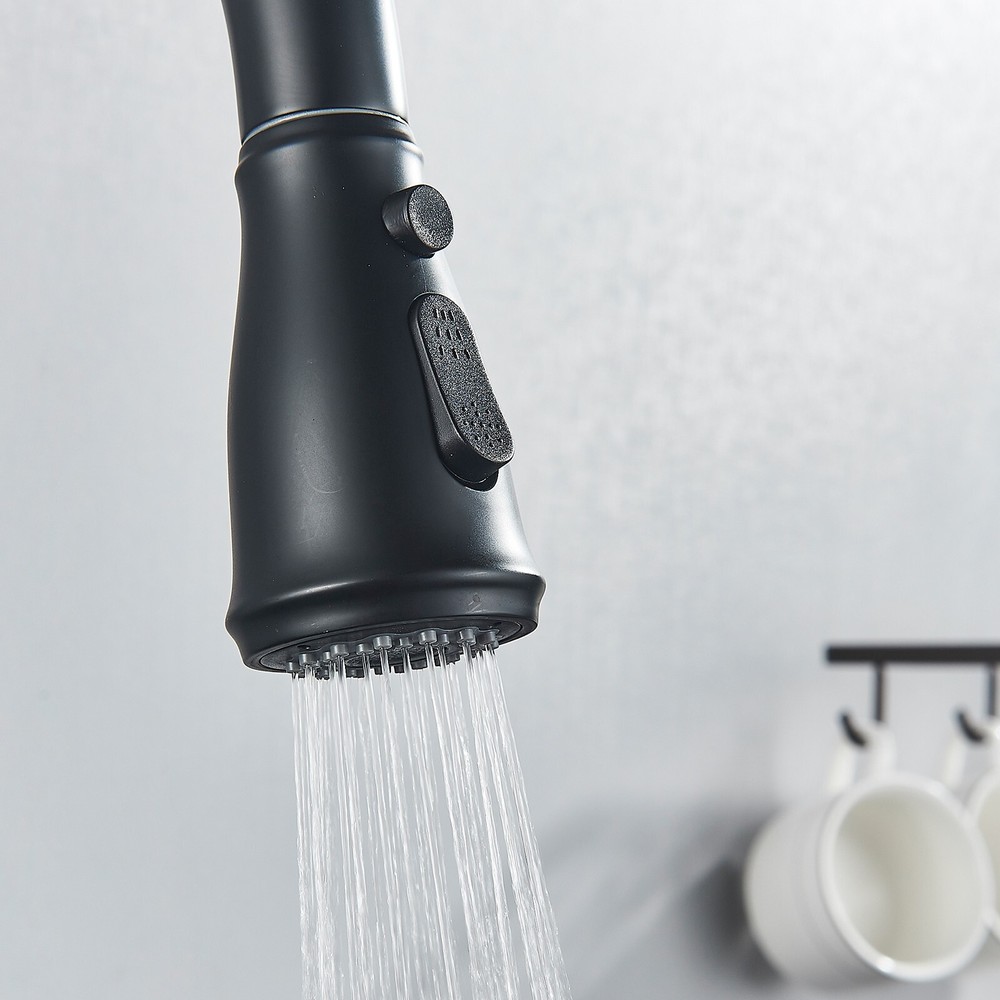 Touch Sensor Kitchen Sink Faucet Pull Down Sprayer Matte Black Single Hand Taps