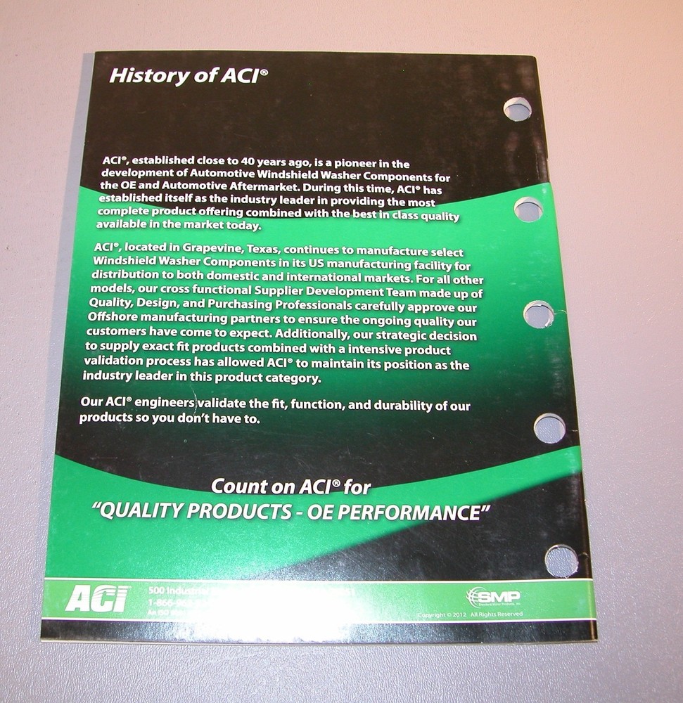 2012 ACI Windhsield Washer Components 2012-13 Catalog WWC600 B10