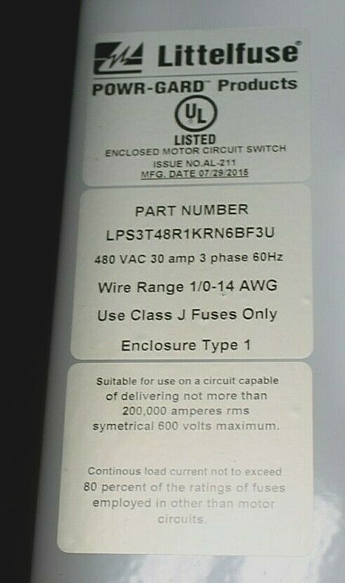 Littelfuse LPS3T48R1KRN6BF3U Powr-Switch (Bad Handle)