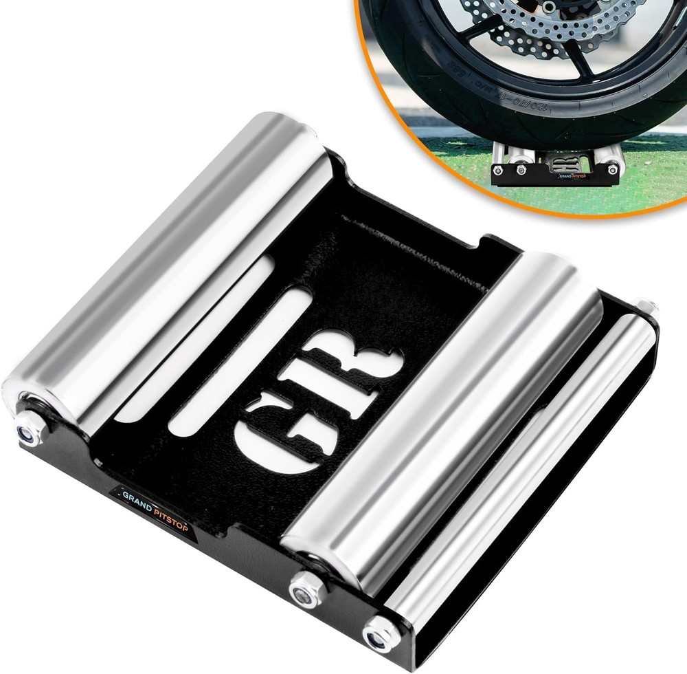 Versatile Motorcycle Paddock Wheel Stand - 485 lbs Capacity for Easy Lubrication