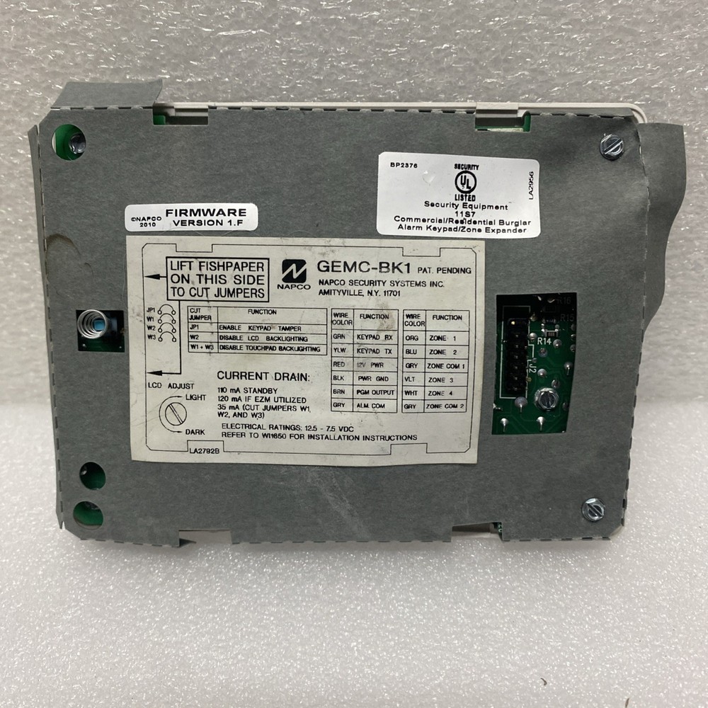 Napco Gemini GEMC-BK1 Security System Keypad Alarm Panel Control