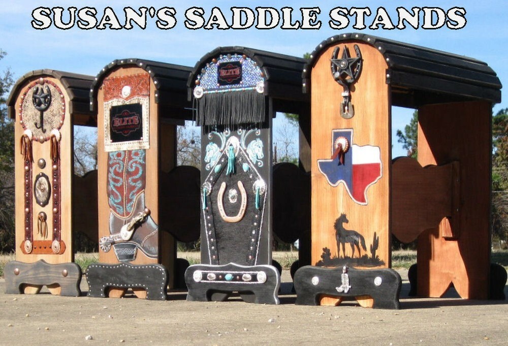 SADDLE STAND-rustic western decor-horse shoe-conchos-cowspots-silver conchos