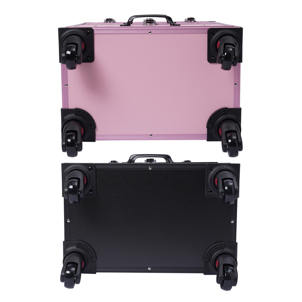 Rolling Makeup Train Case Cosmetic Professional Trolley Makeup Storage Organizer