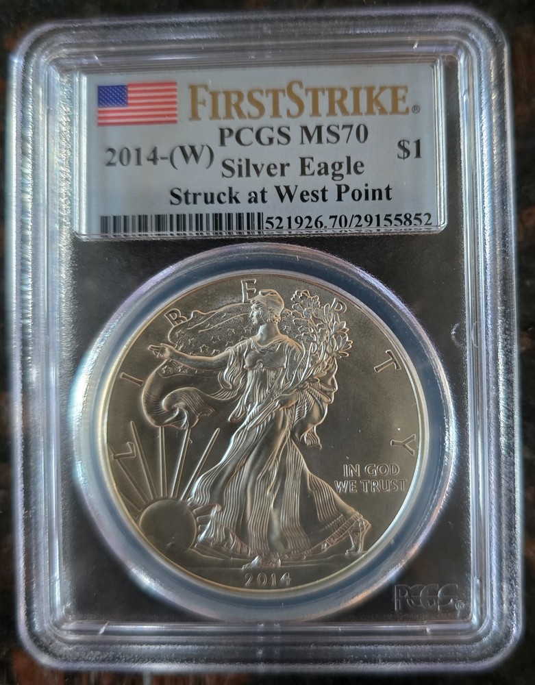 2014 $1 American SILVER EAGLE - MS70 PCGS - First Strike - West Point Mint