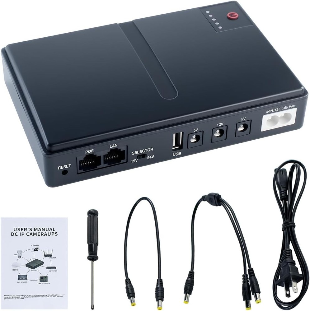 Mini DC UPS Uninterruptible Power Supply Backup for Router Modem Security Camera
