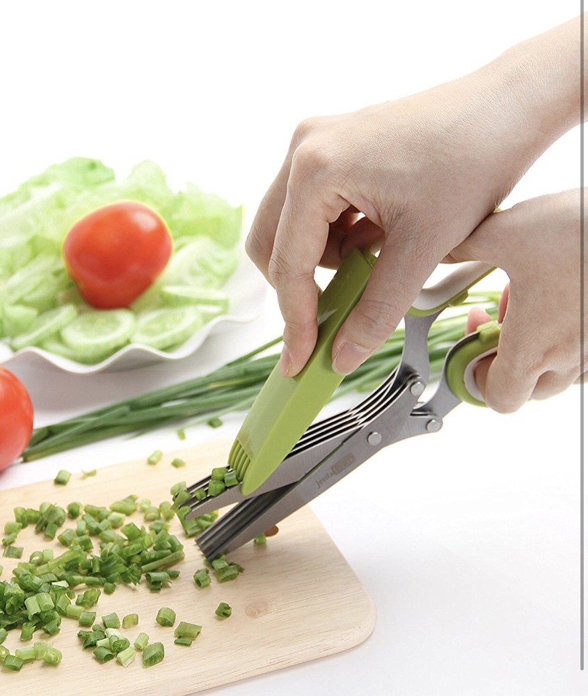 5 Blade Herb Salad Scissors Cooking Kitchen Shears Easy Cutting Chop Tool Gift