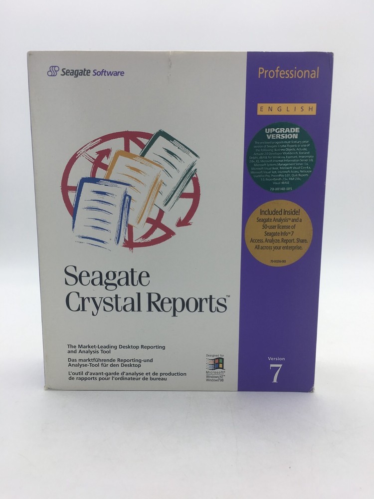 Seagate Software Crystal Reports Professional Upgrade Version 7