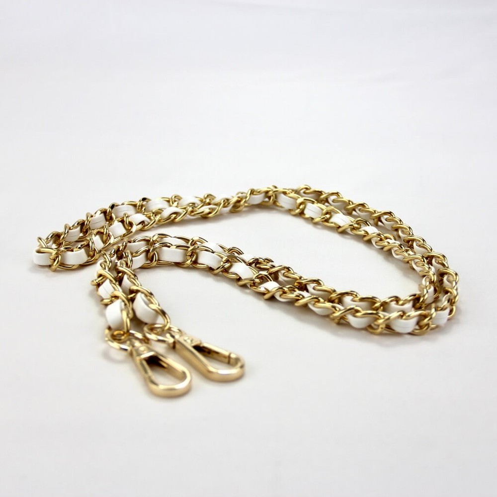 Inline Leather Chain Strap (White) - Cottonraffia