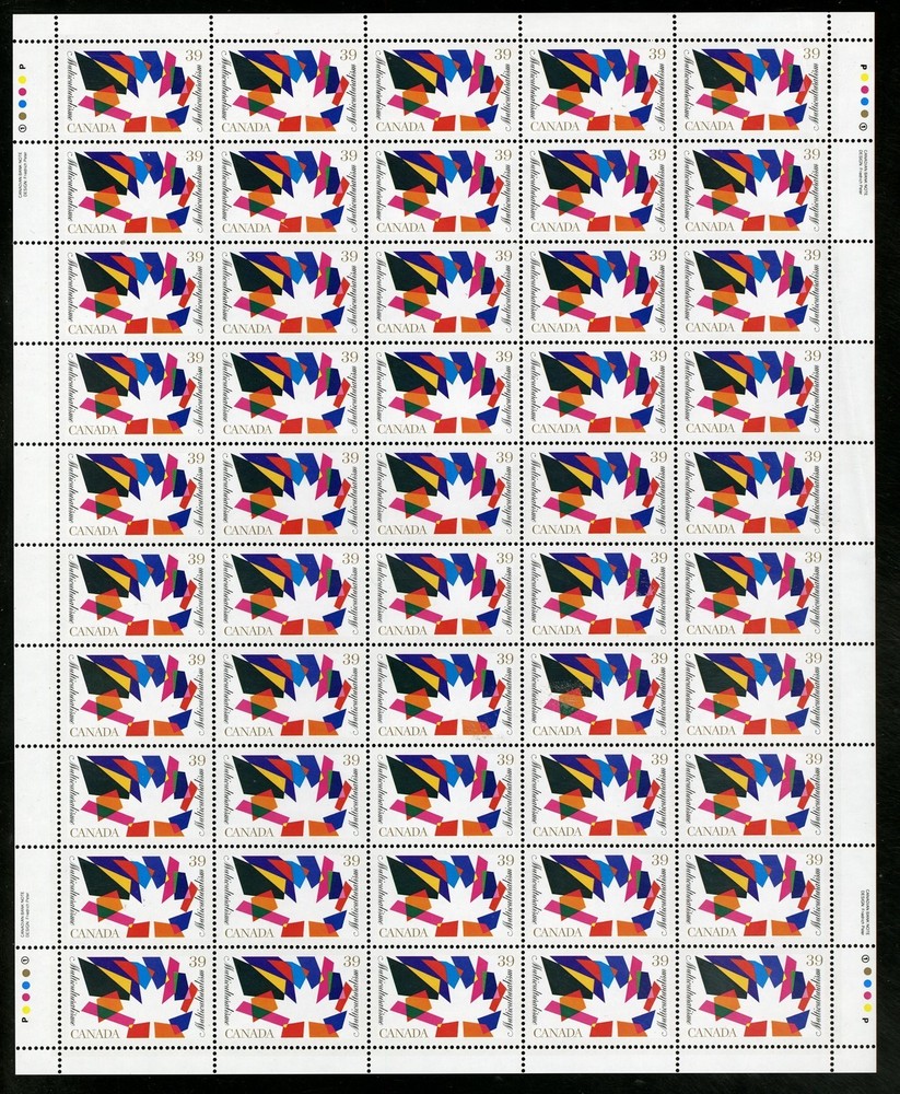 CANADA SHEET - Scott 1270 - NH inscript - 39¢ Multiculturalism (see desc (.006)