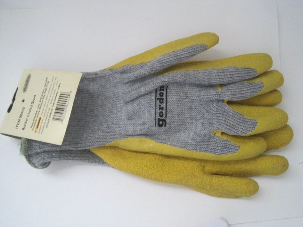 Gordon Rubber Coated Glove Yellow Gray NWT
