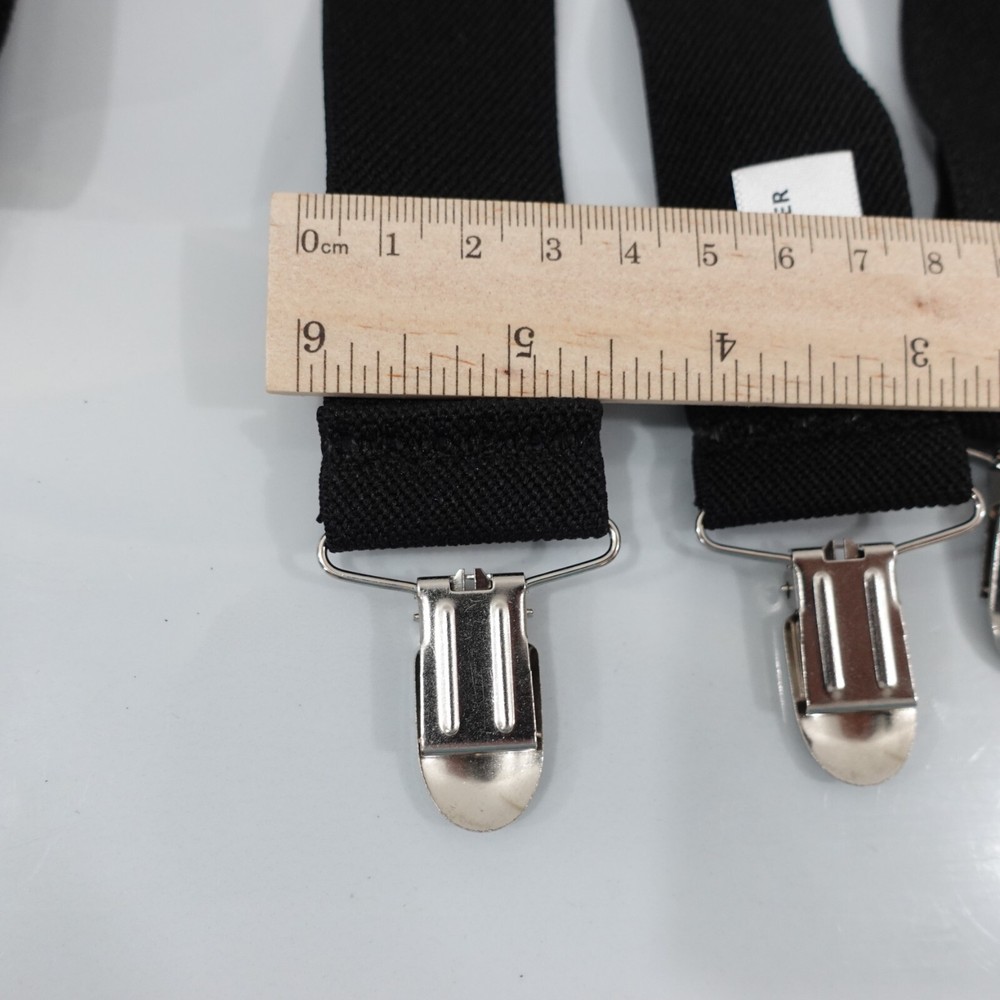 Suspender Junior Teens Black Clip On X Back Formal Adjustable Strap Stretch