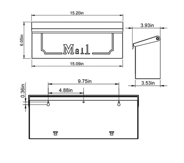 Architectural Mailboxes Wall Mount Mailbox Galvanized Steel Black 15.1" x 6" 🔥