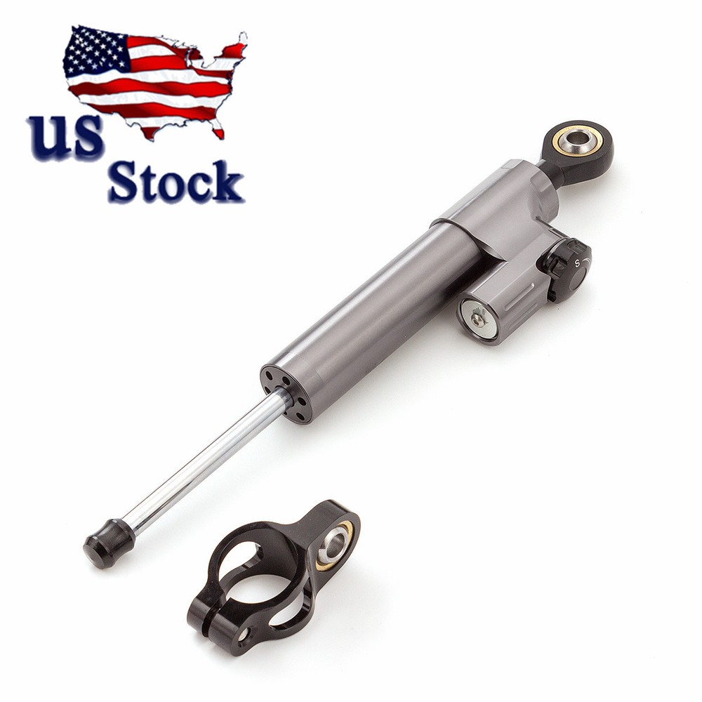 CNC Gray Steering Damper Motorcycle Stabilizer Linear Reversed Safe Control
