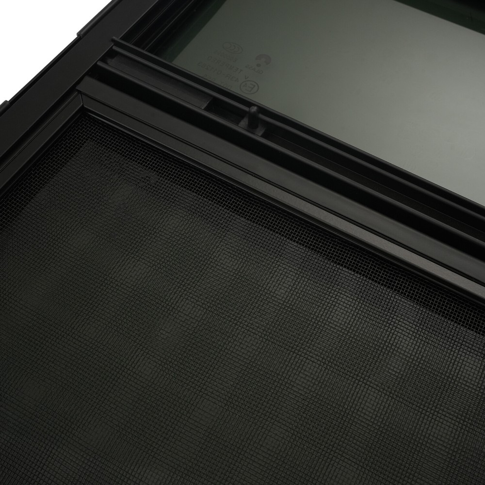 Rectangular Black RV Sliding Window Set 4 Drainages W/Mounting Trim Ring 14"*16"