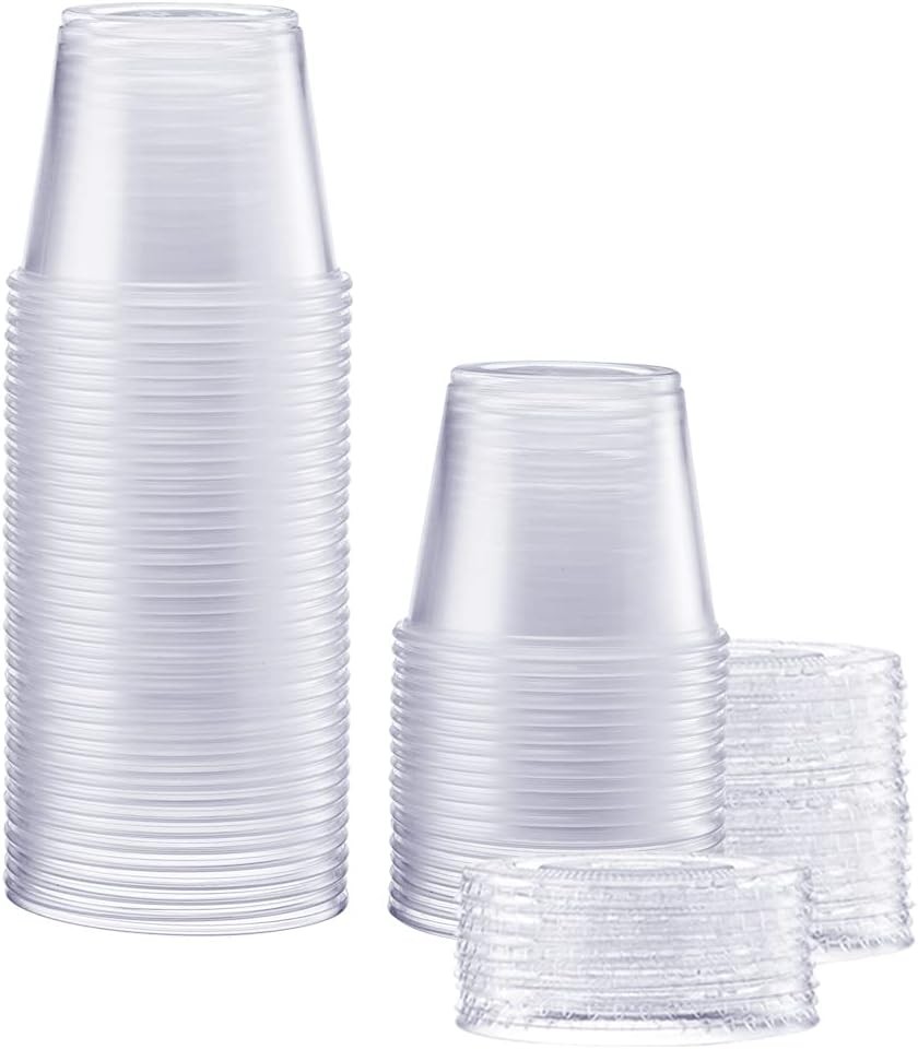 2 oz Jello Shot Cups W/ Lids [50 Count] Clear Plastic Portion Containers