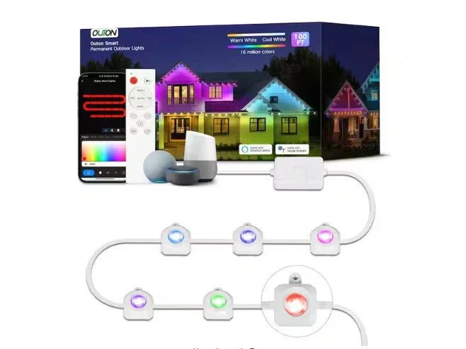BICIK RGBIC Permanent 72 Light 100 ft. Outdoor Plug-In LED Novelty String-Light