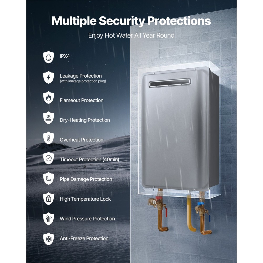 Uimoso Propane Tankless Water Heater 5.3Gal 120000 BTU Smart Temp Control