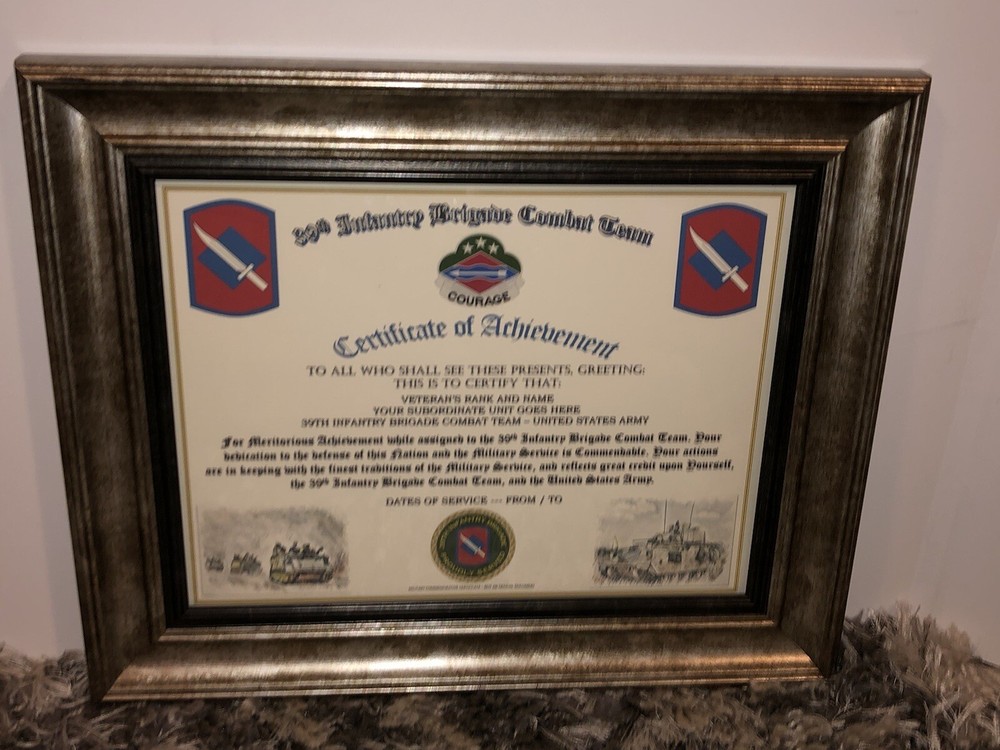 39TH INFANTRY BRIGADE COMBAT TEAM - COA / (COMMEMORATIVE CERTIFICATE)