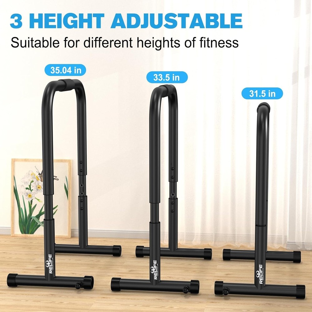 400LBS Capacity Adjustable Dip Stand - Ultimate Equipment for Strength Training