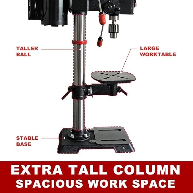 BUCKTOOL 12'' 6 Pole Motor Variable Speed Bench Drill Press 360–2000RPM,DP12VL-2