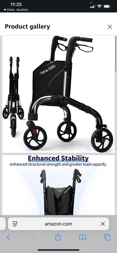 Premium 3 Wheel Rollator Walker for Seniors, Lightweight Foldable Elderly T (SR)
