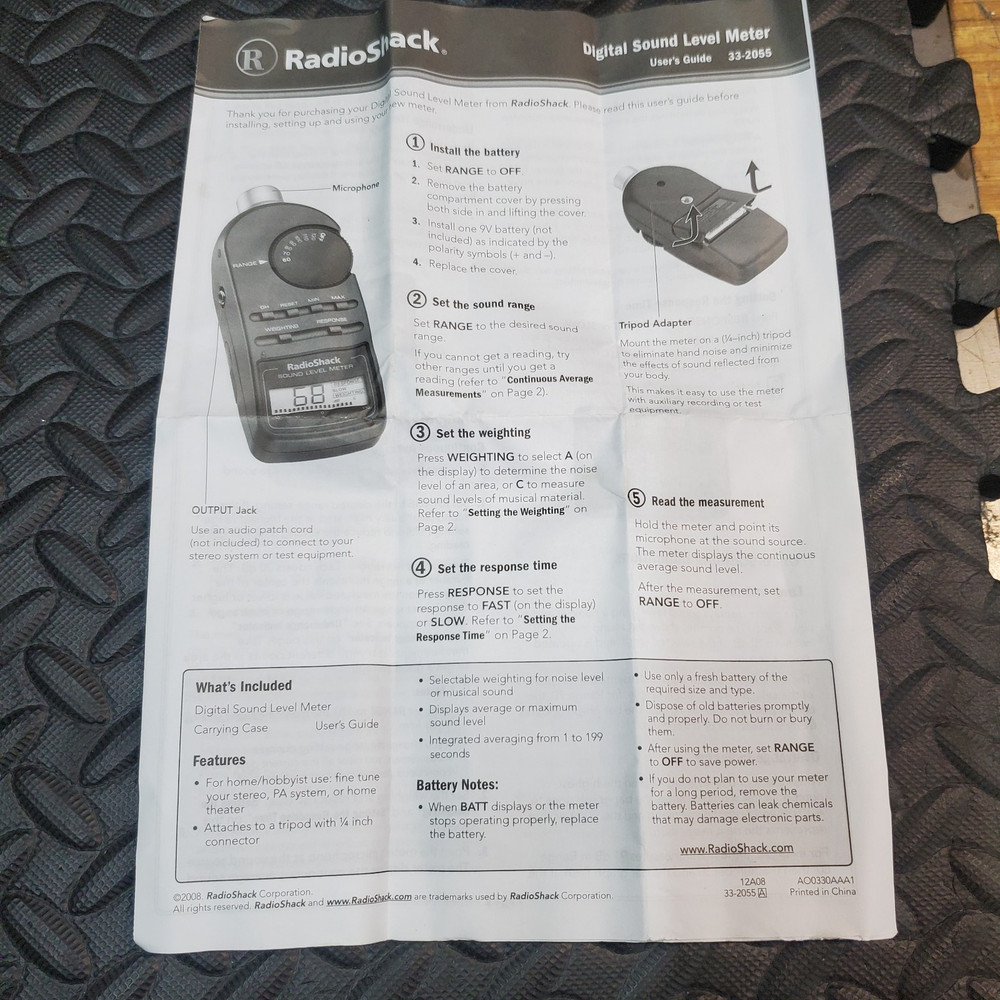 Radio Shack Sound Level Meter 33-2055