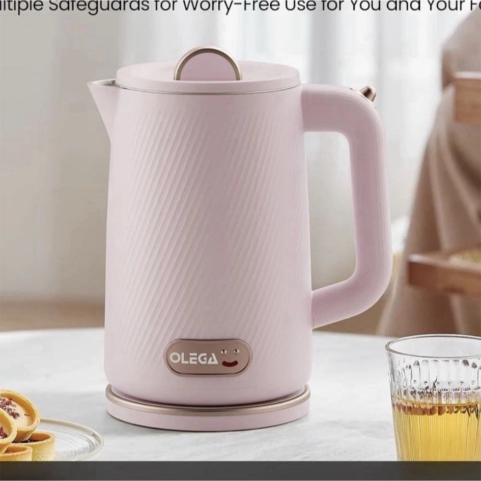 OLEGA Cordless Electric Kettle 1.8L Pink 1500W Double Wall Auto Shut-off