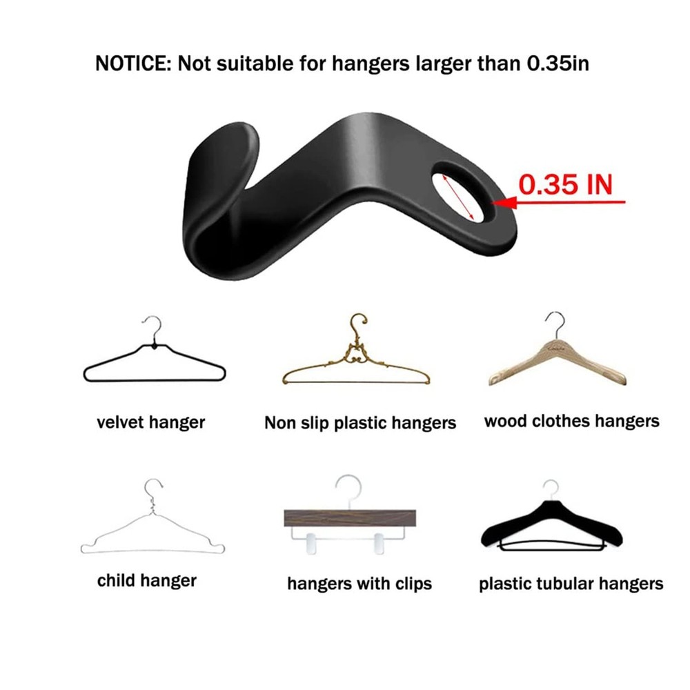 Plastic Cascading Hanger Hooks Extender Clips Connection, Space Saving Wardro...