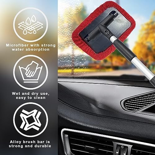 Car Windshield Cleaner, Microfiber Auto Cleaning Wiper with Red-Rectangle