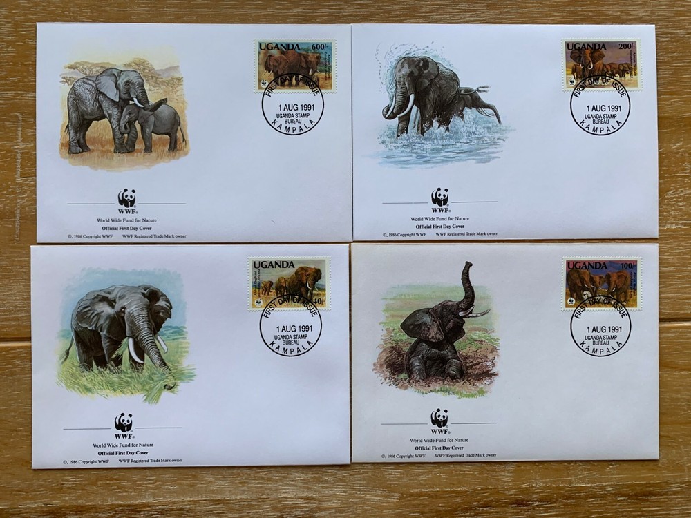 UGANDA 1983 FDC x 4 WWF ELEPHANT 02