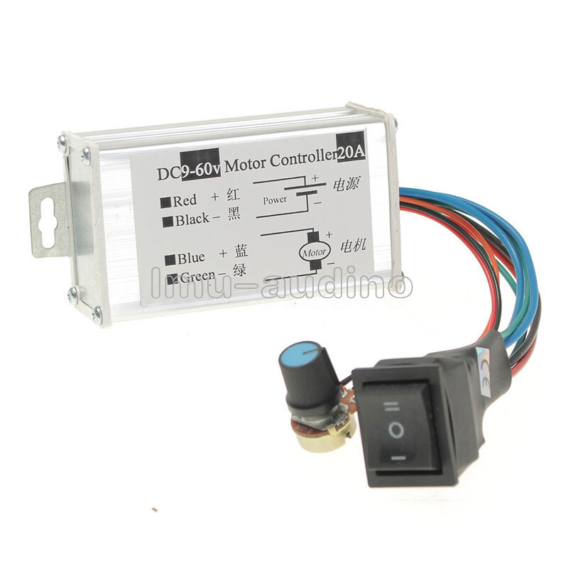 12V 24V 20A Max PWM DC Motor Stepless Variable Speed Controller 25kHz Switch
