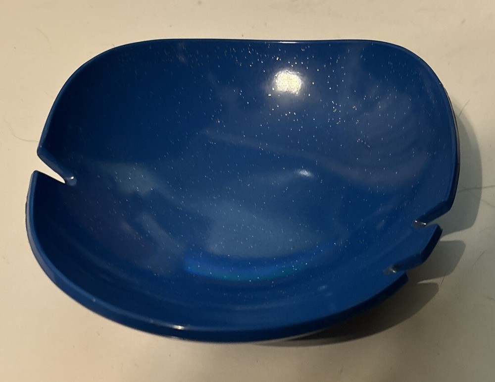 MCM Style Blue w Gold Flecks Plastic Ashtray