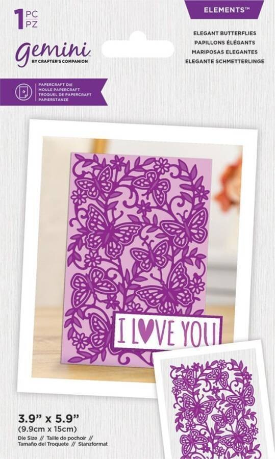 Gemini Elements Delicate Butterflies Delicate Panel Die 1pc - New