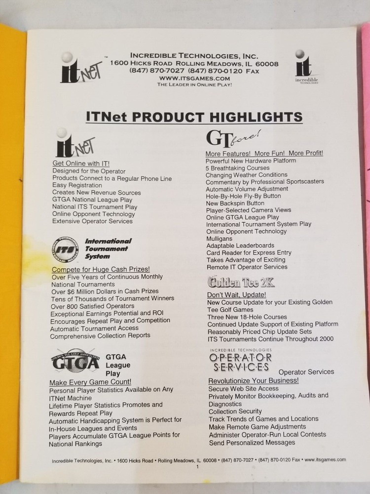 Lot of 4 IT NET Incredible Technologies Manuals & Procedures