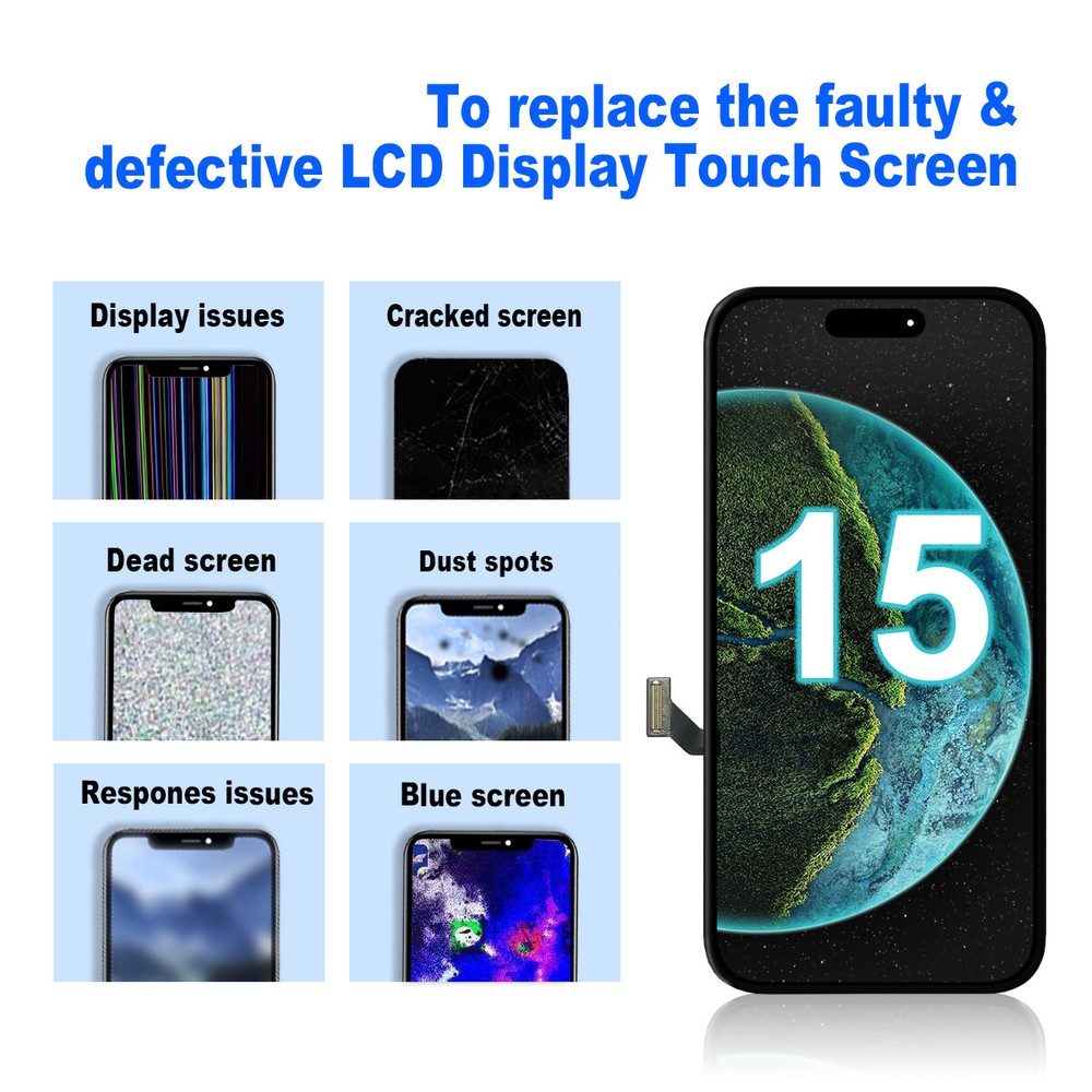 For iPhone 15 Screen 6.1" LCD Digitizer 3D Touch Display Assembly Replacement US