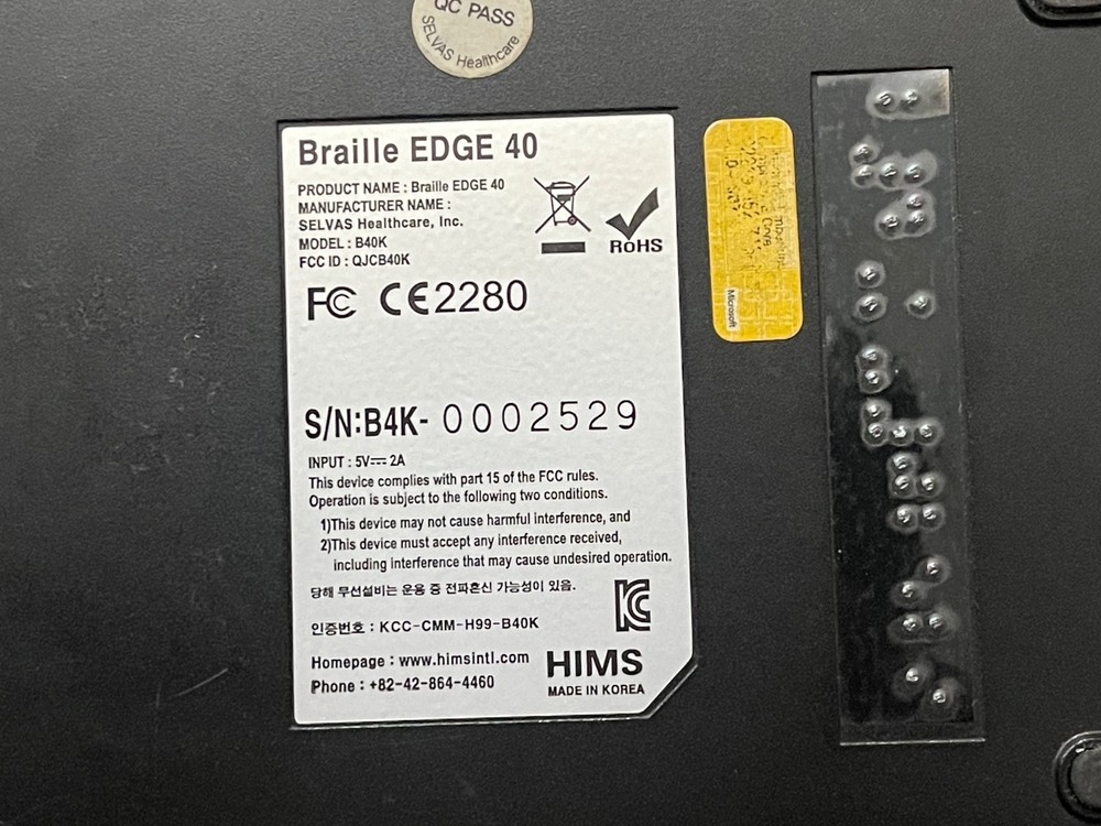 HIMS Braille EDGE 40 - Refreshable Braille Display B40K