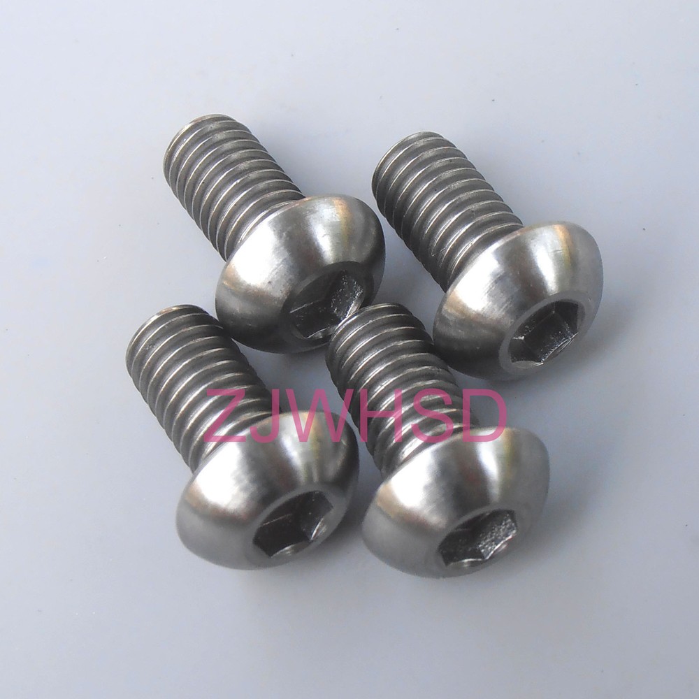 4pcs M6 x 12 mm Titanium Ti Screw Bolt Allen Hex Socket Button Head / Bicycle