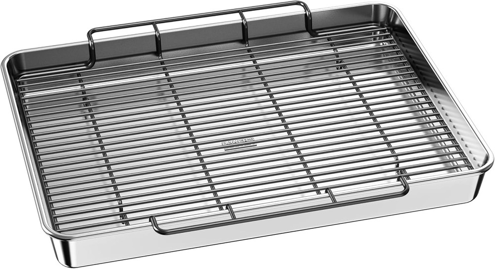 18" Aluminum Roasting Pan with Rack, Polished Silver Bakeware