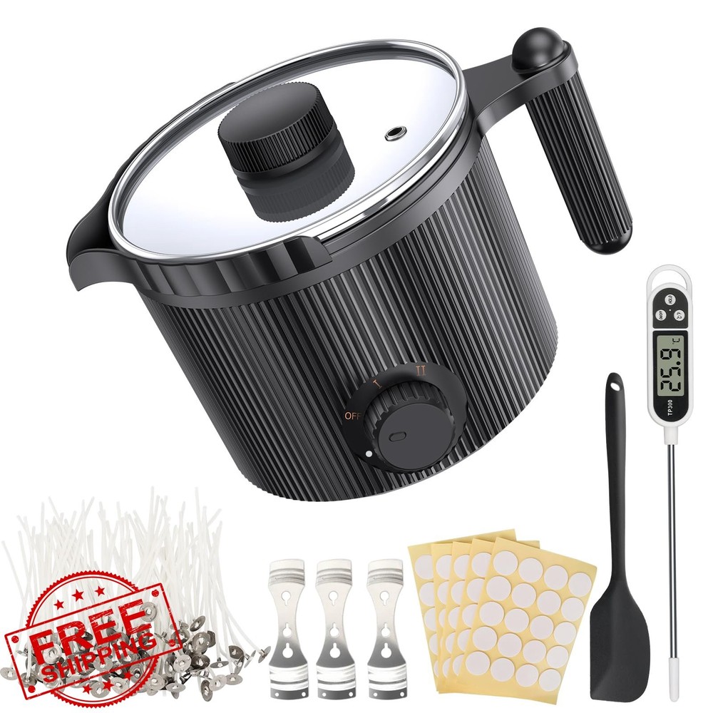 Candle Making Kit Black Melter Pour Spout Stirrer Thermometer