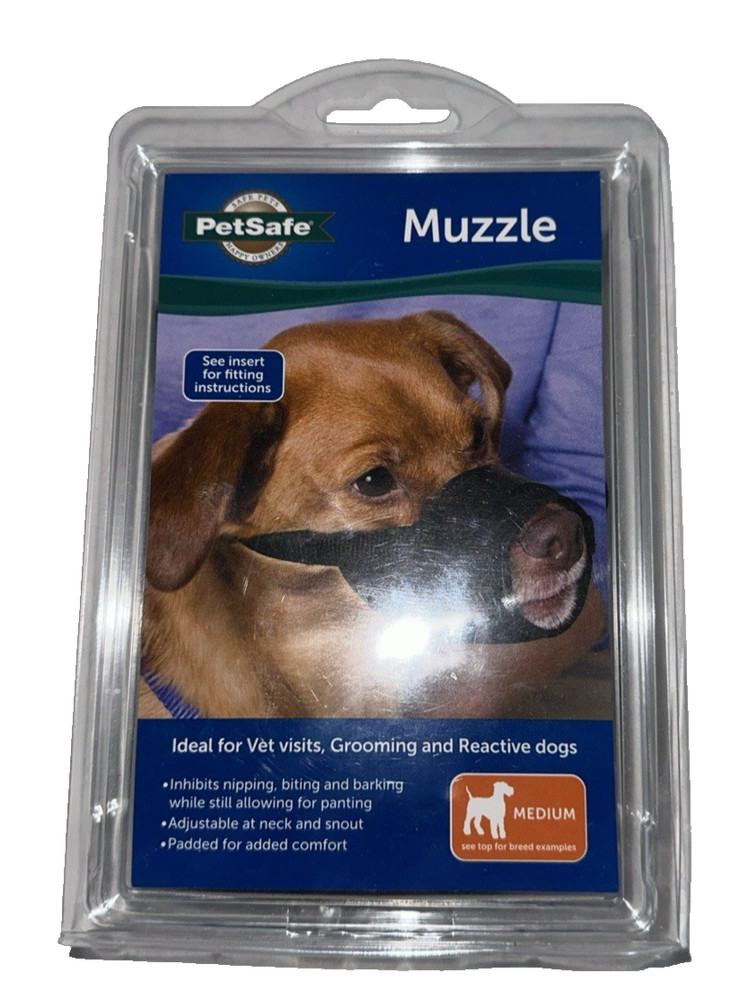 Petsafe Muzzle -Medium Breeds Black Padded for Comfort & Adjustable! MUZ-M-BLK