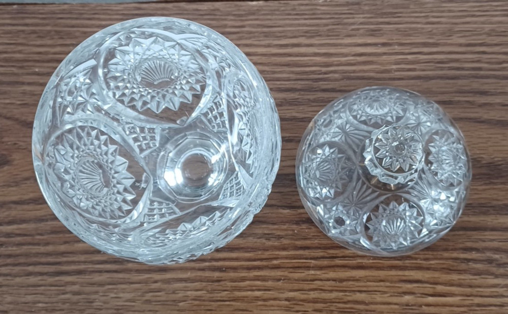 Cut Glass Footed Cream Pitcher and Covered Sugar Bowl