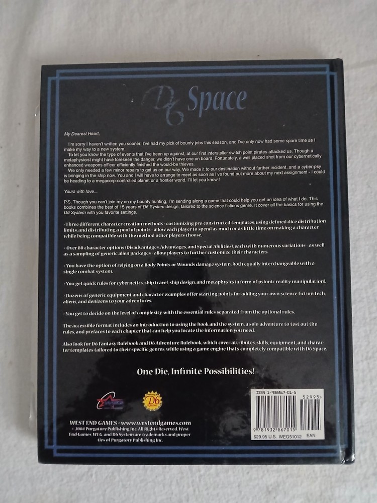 D6 Space Rulebook (West End Games 2004), hardback