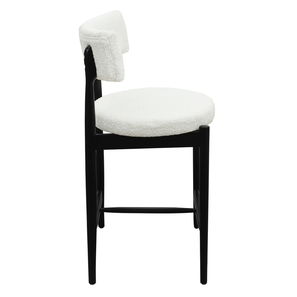 Mid Century Modern Counter Stool Black+Beige