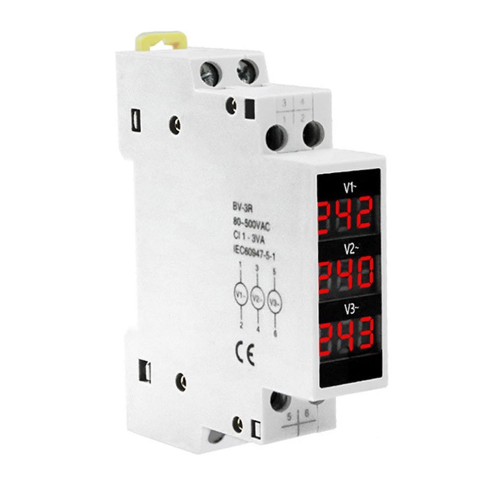 Digital Voltmeter BV3R Three Phase AC 50 500V For Din Rail Panel Mount