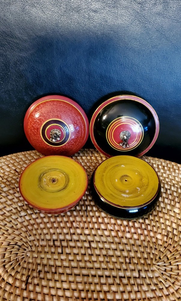 2 Old, Round, Lacquer Boxes