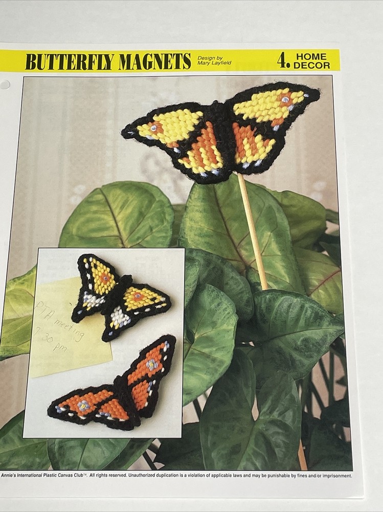 Butterfly Magnets Annie's Plastic Canvas Pattern Page