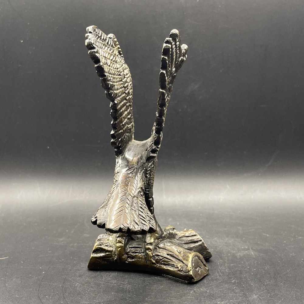 Antiqued Metal Eagle Bird Statue Figurine
