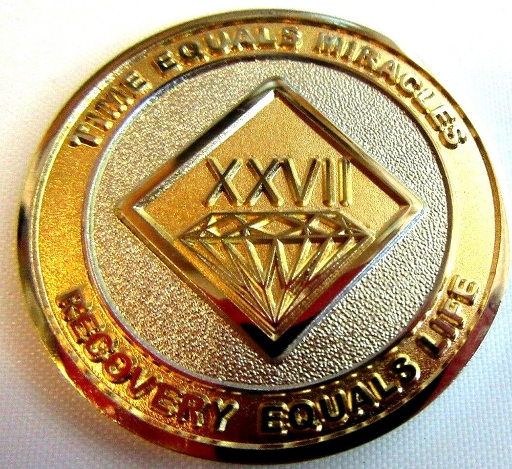 Narcotics Anonymous NA GOLD SILVER 27 Year Medallion Chip Coin Token