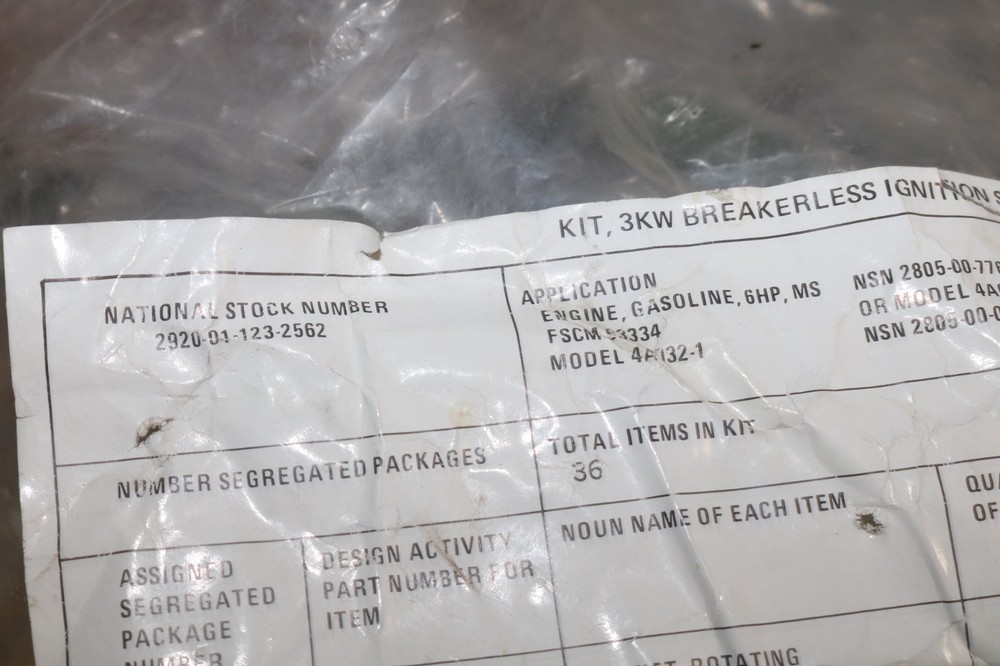 NOS USGI 3KW MEP generator 4A032 6 HP mil std engine breakerless ignition kit