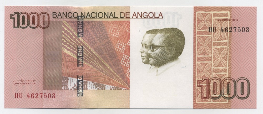Angola 1000 Kwanzas Oct. 2012 Pick 156 UNC Uncirculated Banknote